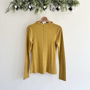 Joie Tasha Long Sleeve Top Mustard Yellow Ruffle Small 16-3076